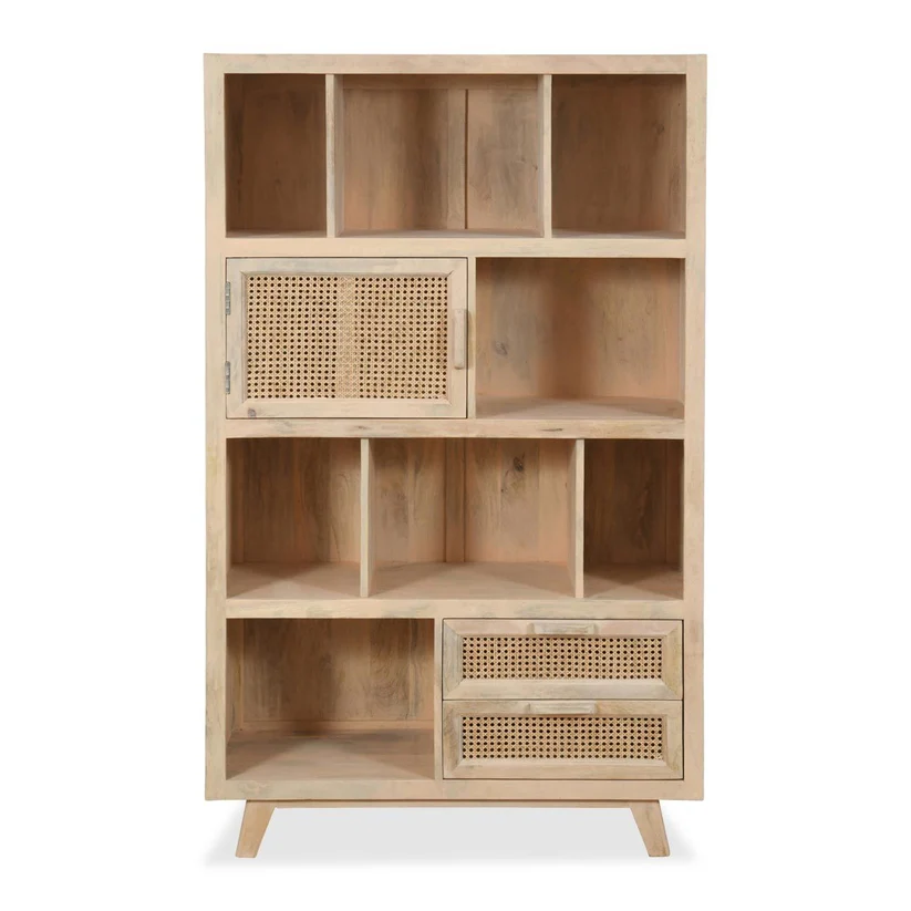 Castor Handmade Teak Wood Bookshelf & Display Unit for Home or Office - Image 2