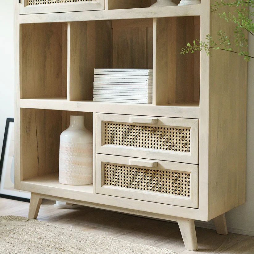 Castor Handmade Teak Wood Bookshelf & Display Unit for Home or Office - Image 4