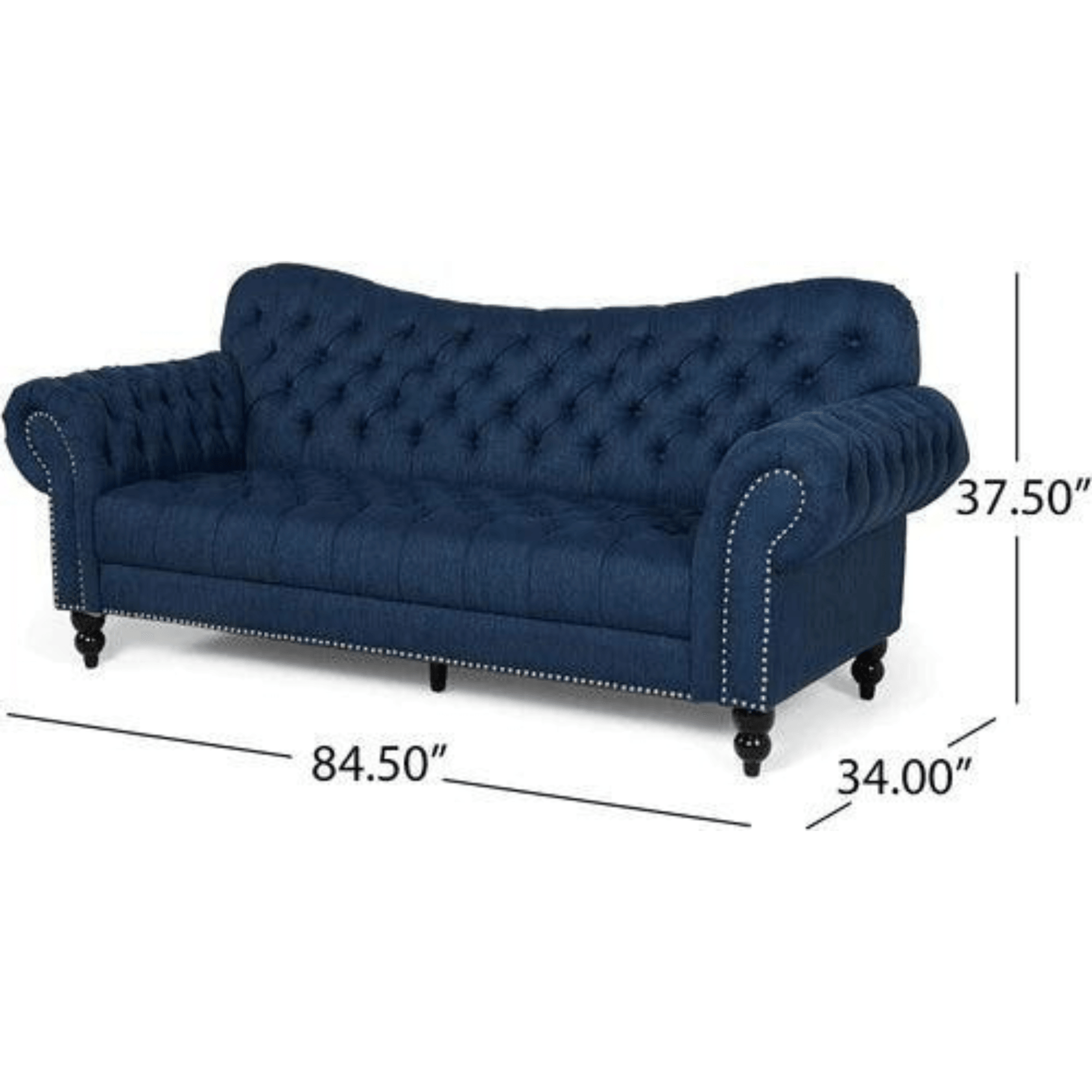 Nathan Chesterfield Button Tufted 3 Seater Sofa Set ( Blue ) - Image 6
