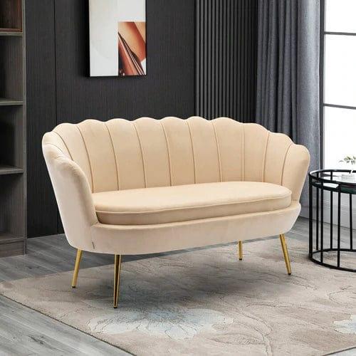 Terciopelo Flared Arm Loveseat Modern Chaise Lounge ( Beige )
