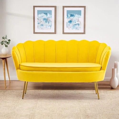 Terciopelo Flared Arm Loveseat Modern Chaise Lounge ( Yellow )