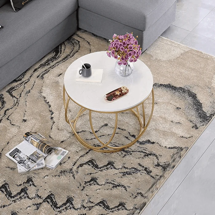 Gilded Globe Design Round Coffee Table with Marble Top-Like Finish - Image 3