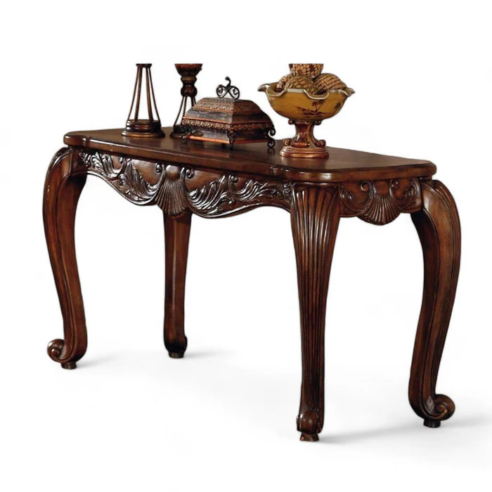 Furzy Hand Carved Teak Wood Console Table Royal Beautiful Design, Luxurious Home Decor for Living Room or Entryway - Image 3