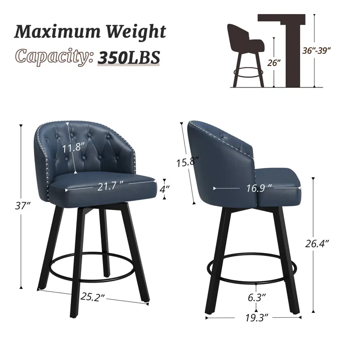 Drishf Swivel 25.98" Counter and Bar Stool (Set of 3) - Image 3