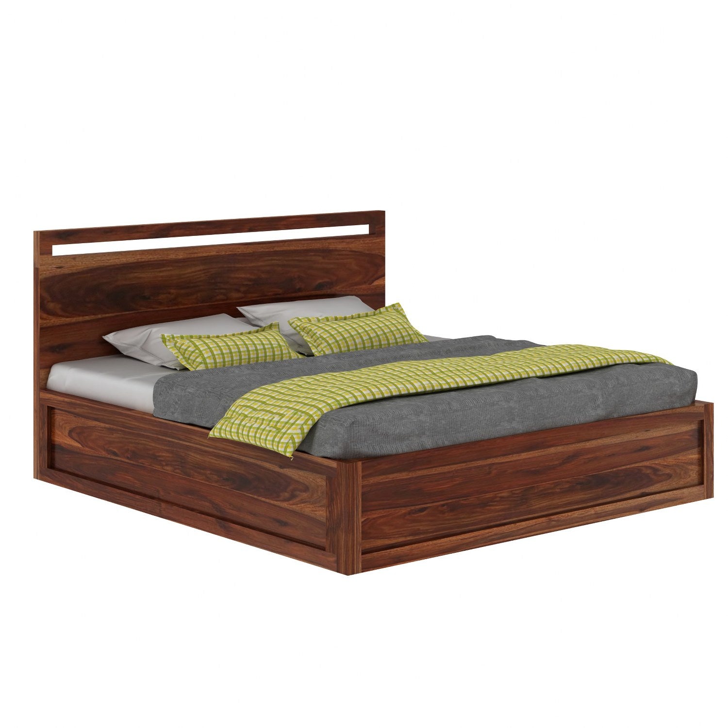 Livinn Teak Wood Hydraulic Storage King Size Bed Modern Space Saving Design with Elegant Finish - Image 3