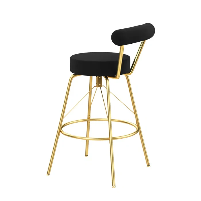 Grotoni Swivel Upholstered Counter and Bar Stool with Metal Frame (Set of 2) - Image 5