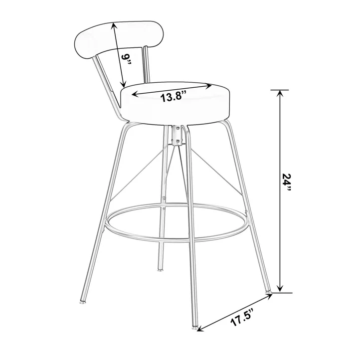 Grotoni Swivel Upholstered Counter and Bar Stool with Metal Frame (Set of 2) - Image 6