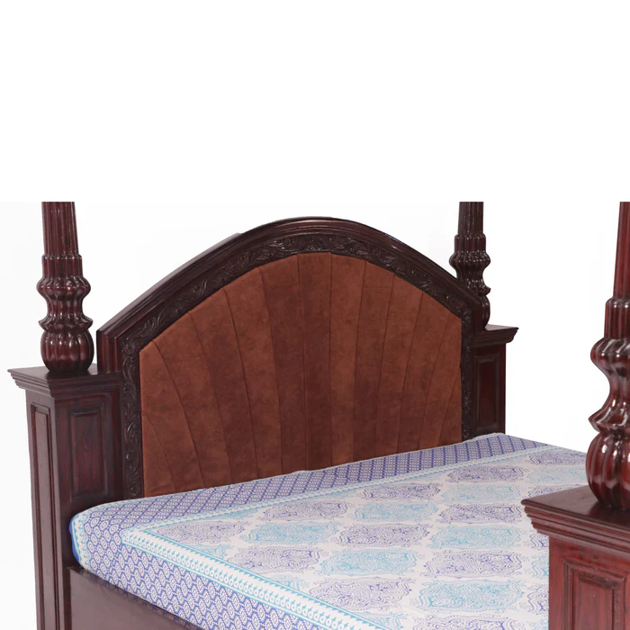 Classic Majestic Traditional Royal Hand Carved Teak Wood Poster Bed Elegant Vintage Carved Bed Frame for Luxury Bedroom - Image 4