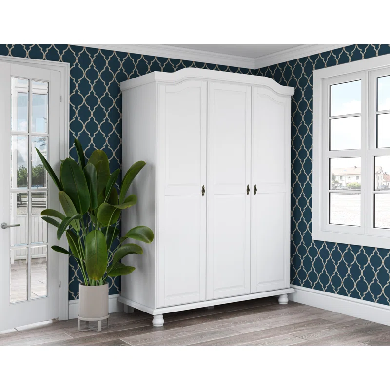 Natural Art & Crafts Kyle Teak Wood Multipurpose Storage Wardrobes & Dressers for Elegant Bedroom Storage Solution with 2 Drawers (White)