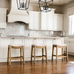Natural Art & Crafts Maven Lane Adrien Backless Saddle Kitchen Bar & Counter Stool ( Set of 3 )