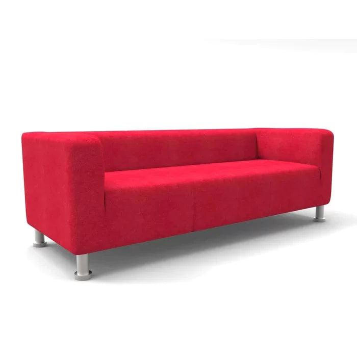 Natural Art & Craft Snazzy Style Teak Wood Velvet Fabric 3 Seater Modern Sofa With Metal Legs ( Red ) - Image 3
