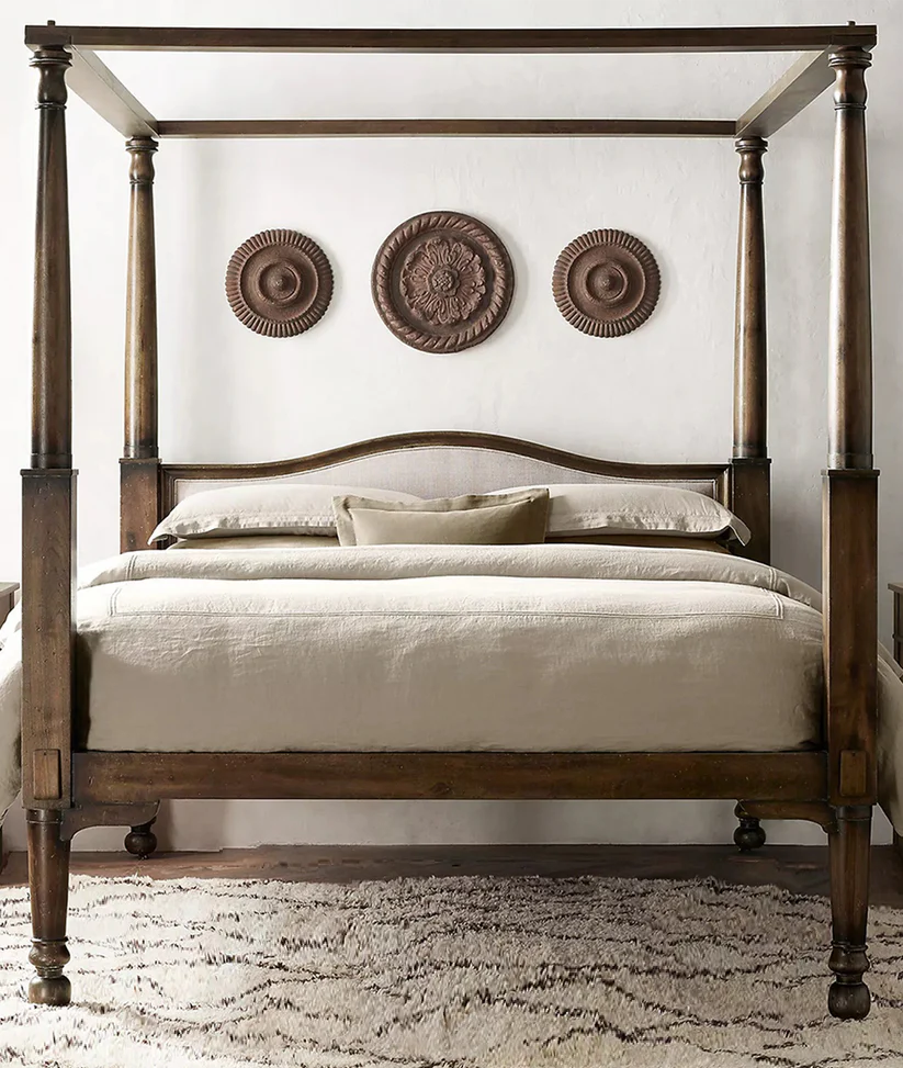 Century Royal Handmade Teak Wood Poster Bed Luxury Four-Poster Bed Frame for Elegant Bedroom