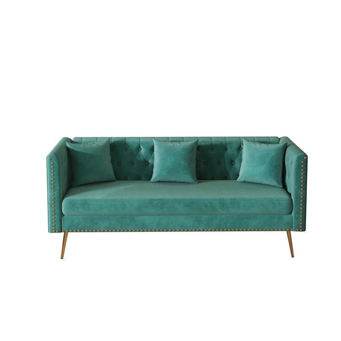 Opulent Modern Sofa Elegant Velvet Seating 3 Seater Sofa Set ( Teal ) - Image 6