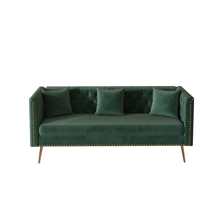 Opulent Modern Sofa Elegant Velvet Seating 3 Seater Sofa Set ( Green ) - Image 7