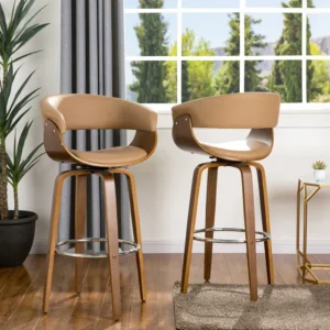 Natural Art & Crafts Remmers Swivel Bar Stool 29.73-Inch Tall Bar Stools with Ergonomic Backrest, Swivel Seat ( Set of 2 )