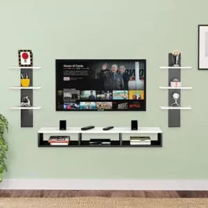 Natural Art & Crafts Wooden Wall Mounted TV Unit, TV Cabinet for Wall, TV Stand for Wall, TV Stand Unit Wall Shelf for Living Room, Set Top Box Stand