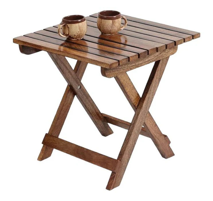 Modern Contemporary Foldable Mango Wood End Table Versatile & Stylish Accent Table for Living Room - Image 4