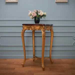 Elegant Carved End Table in Teak Wood Handcrafted Decorative Side Table for Living Room & Rustic Home Decor