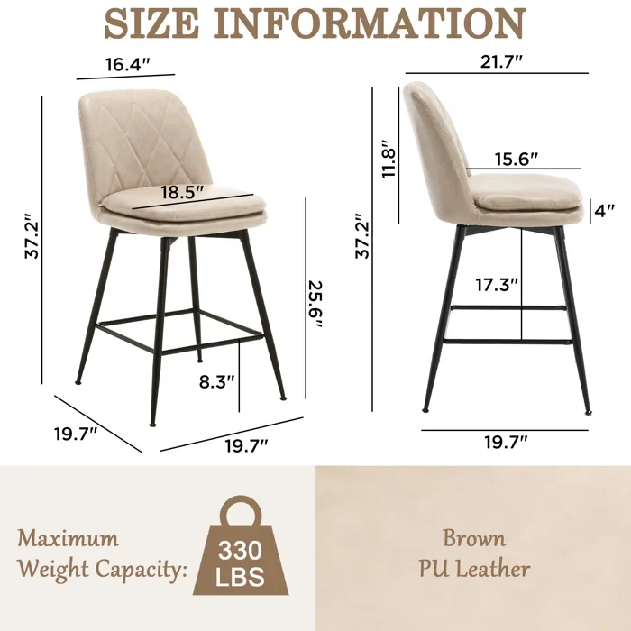 Natural Art & Crafts Mcohal Swivel Counter and Bar Stools (Set of 4) - Image 3