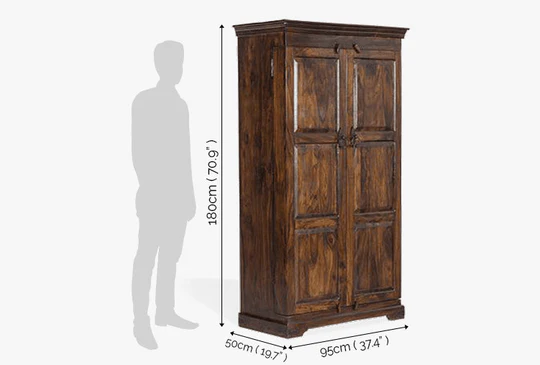 Grand Storing Handmade Teak Wood Bar Cabinet Stylish Look for Wine, Liquor, Glasses (Walnut Finish) - Image 4