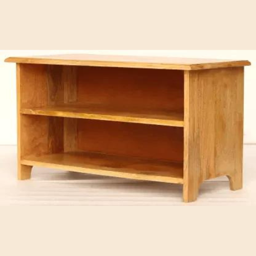 Vacío Sheesham Wood Shoe Rack with 2-Tier Shelves Space-Saving Entryway & Hallway