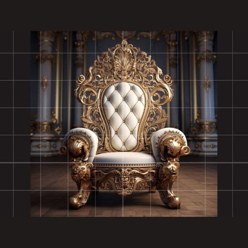 Heavy Hand Carved Teak Wood Highback Throne Chair with Golden Finish Luxury Rustic Wooden Accent Chair for Home Decor