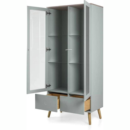 Natural Art & Crafts Closely Design Display Cabinet Two Doors with Two Drawers And Four Open Shelves - Image 2