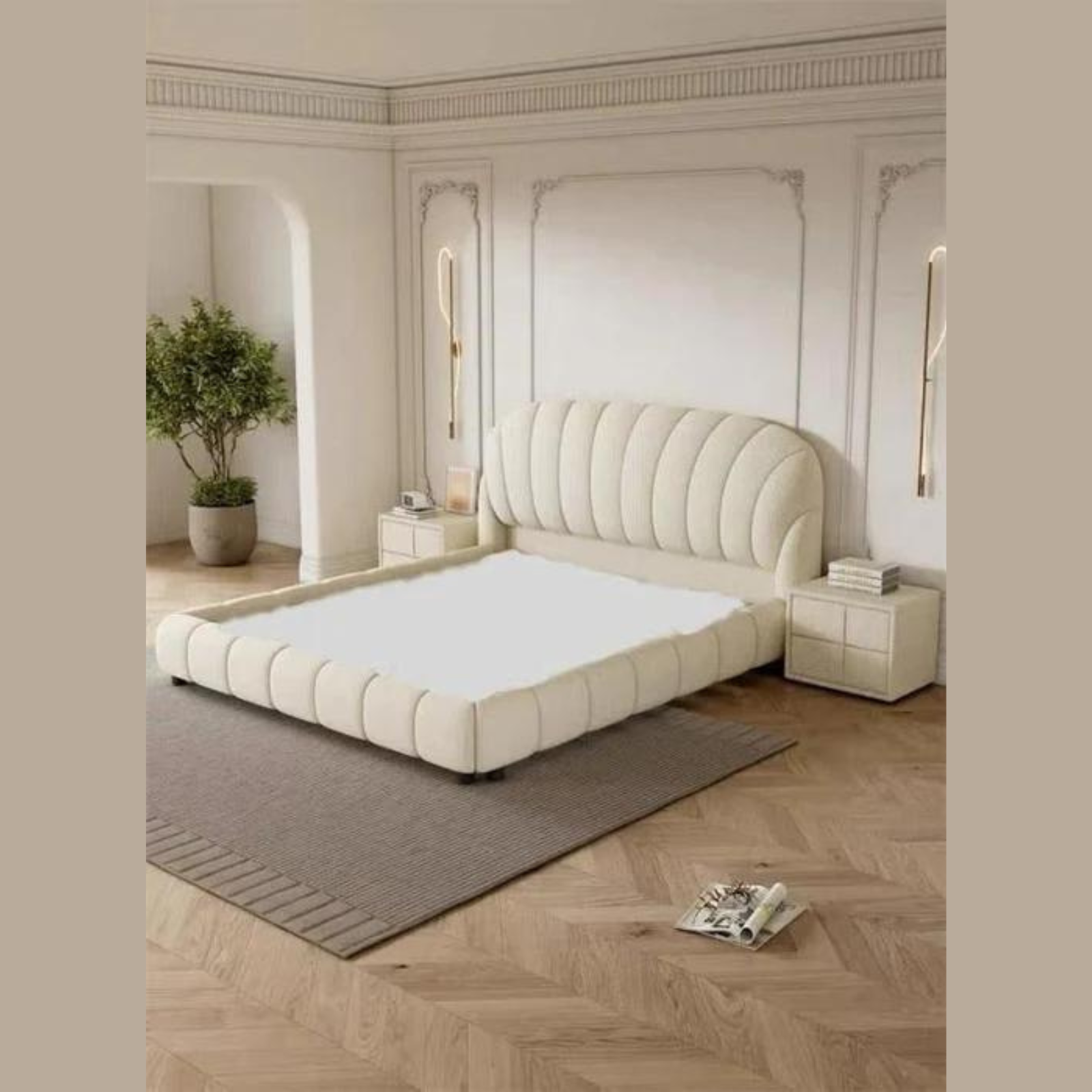 Grandeur Modernize Boucle Upholstery Bed for Luxury Bedroom - Image 3