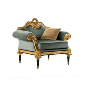 Europe Classic Wooden Hand-Carved Teak Wood Golden Finish Armrest Sofa