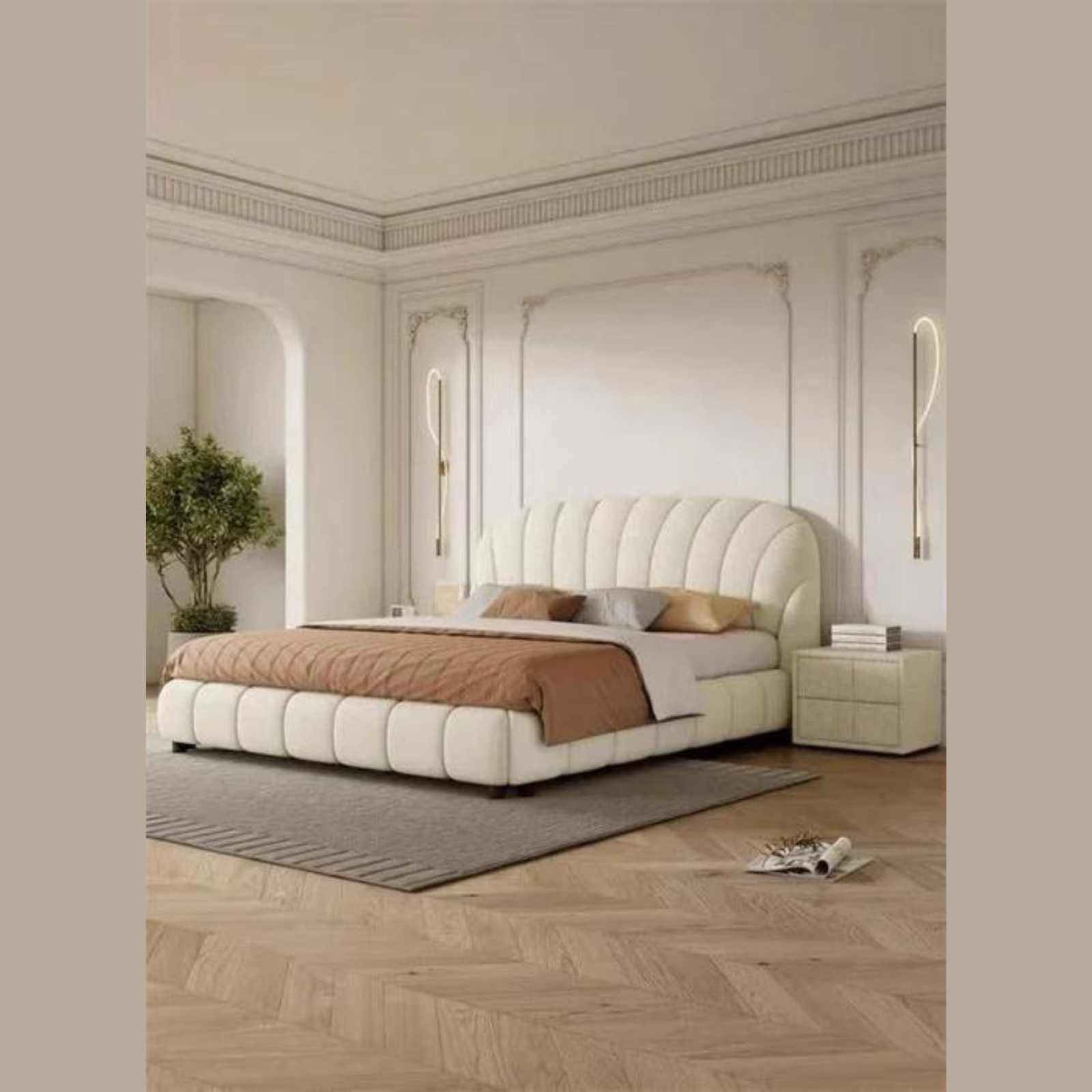 Grandeur Modernize Boucle Upholstery Bed for Luxury Bedroom