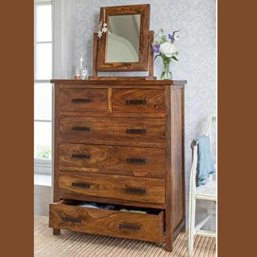 Standard Chest of 6 Drawers Solid Teak Wood Storage Cabinet for Bedroom, Living Room, and Home Organization