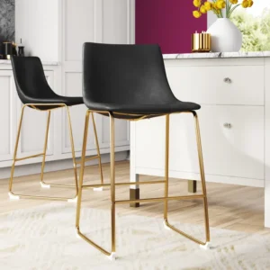 Eve Swivel Upholstered 25.75'' Counter and Bar Stool with Metal Frame (Set of 2)