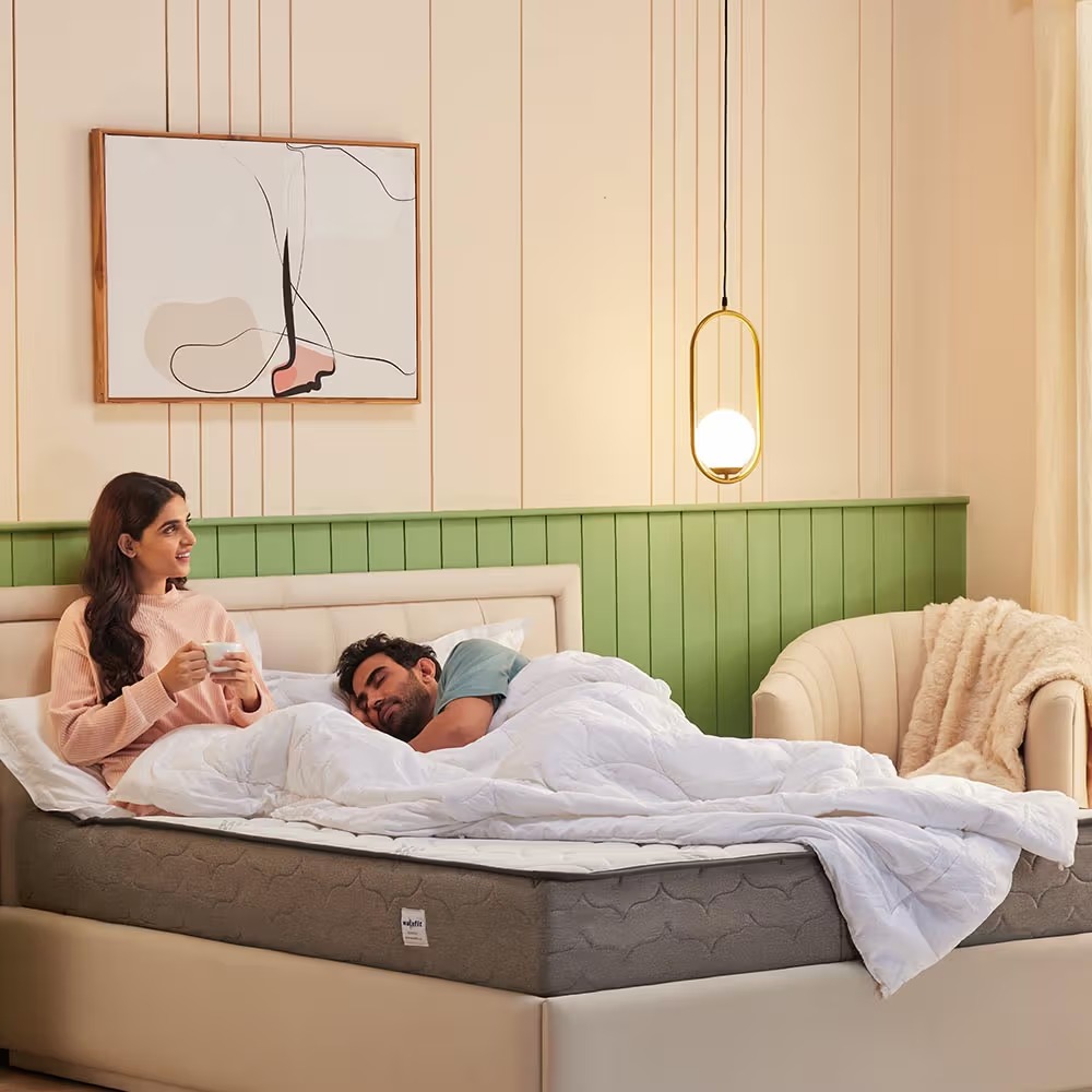 Elevate Teak Wood King Size Bed Luxurious Upholstered Tufted Design Solid Wood Frame - Image 4