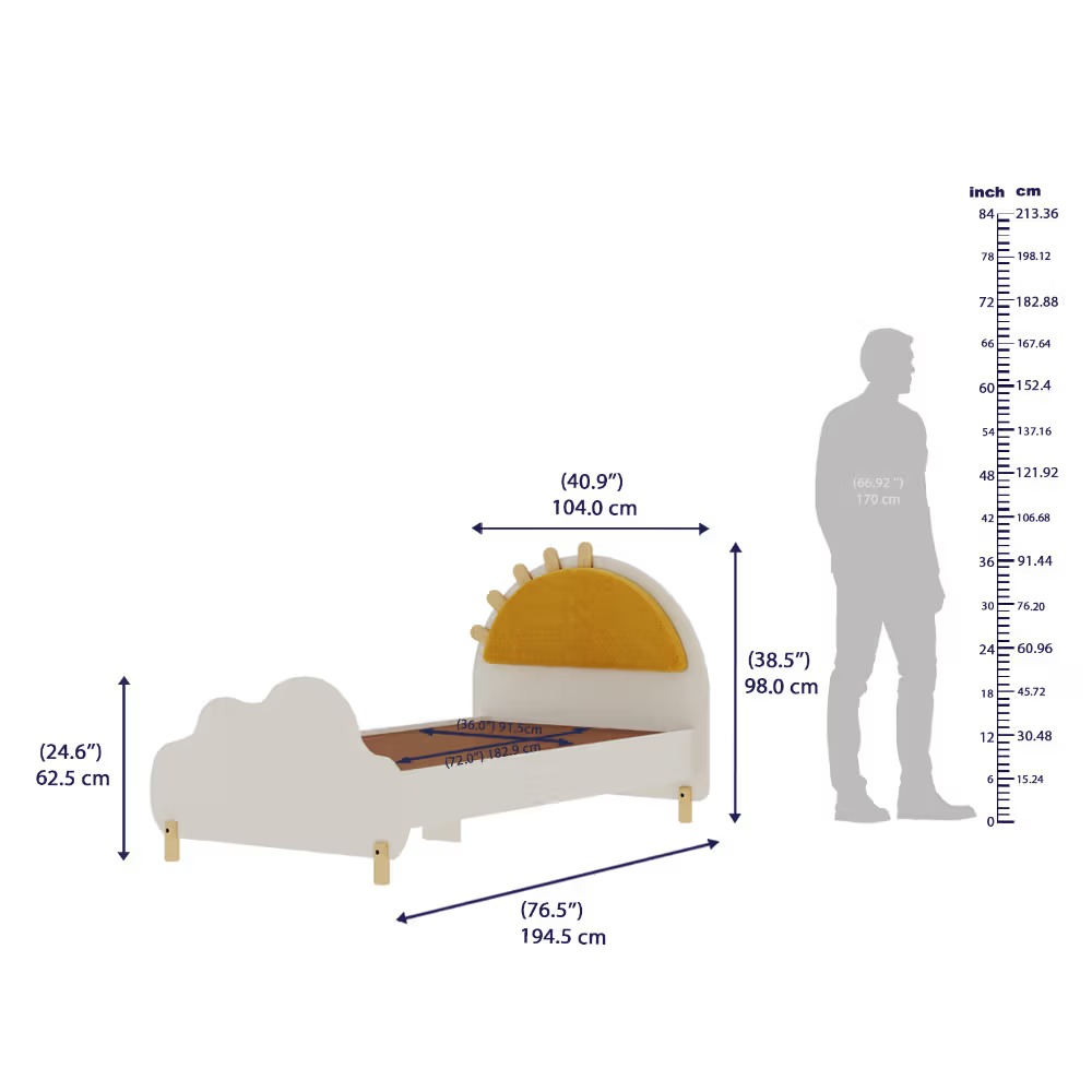 Sunbeam Plush Look Teak Wood Without Storage Kids Bed for Girls and Boys - Image 4