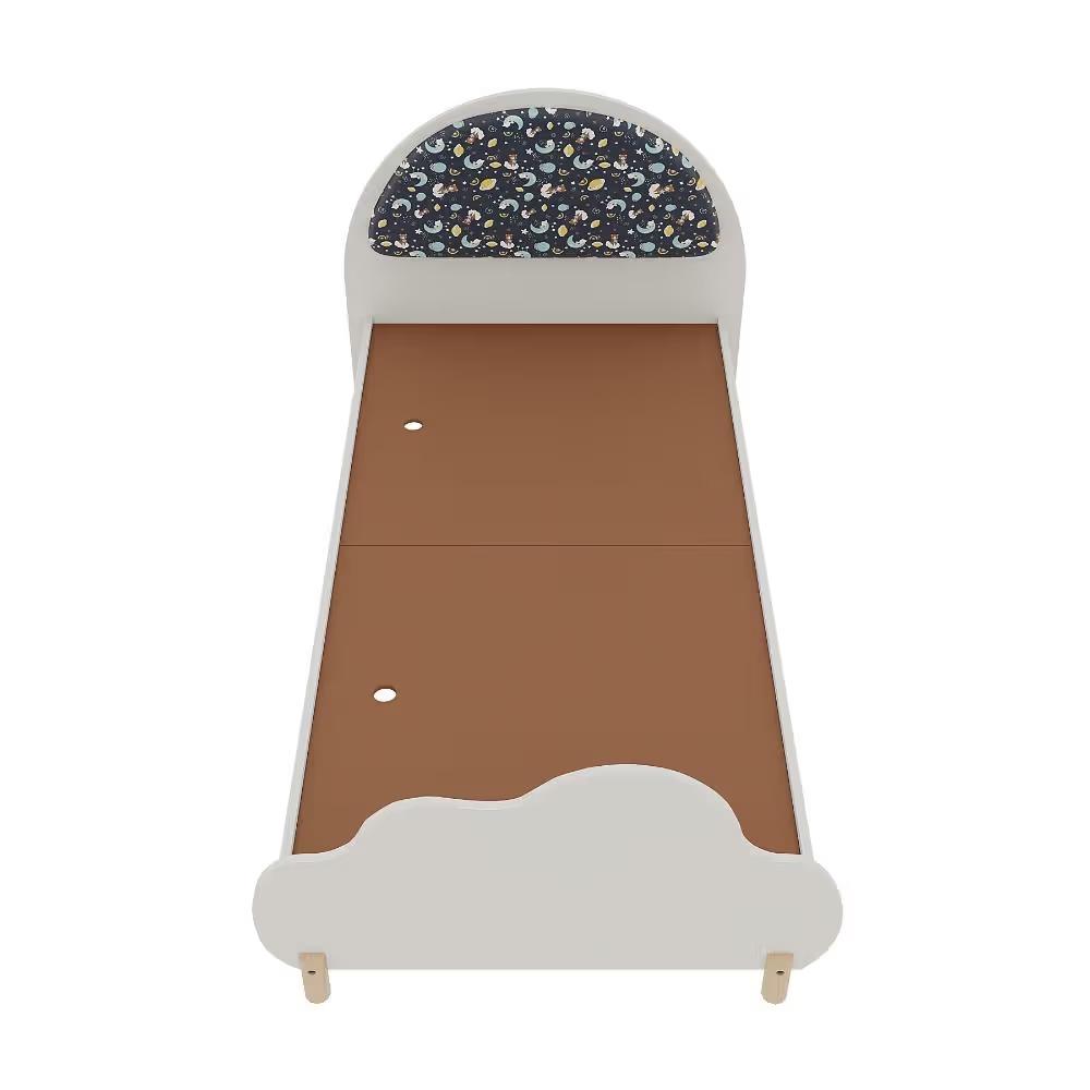 Sunbeam Blue Plush Look Teak Wood Without Storage Kids Bed for Girls and Boys - Image 3