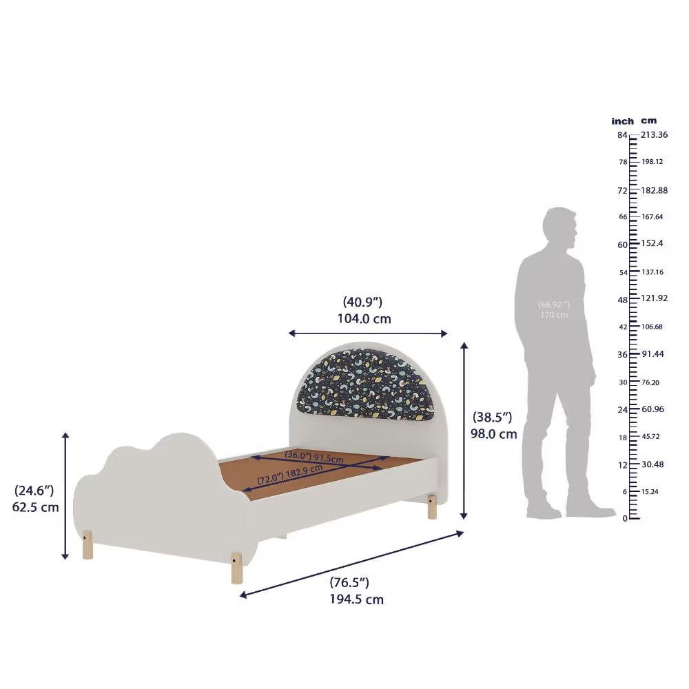 Sunbeam Blue Plush Look Teak Wood Without Storage Kids Bed for Girls and Boys - Image 4