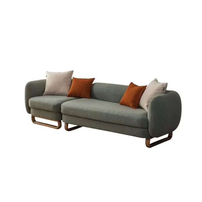 Modern Stylish Left-Side L Shape 8 Seater Sofa For Lobby In Teak Finish 5+3 with 1 Chair - Image 4