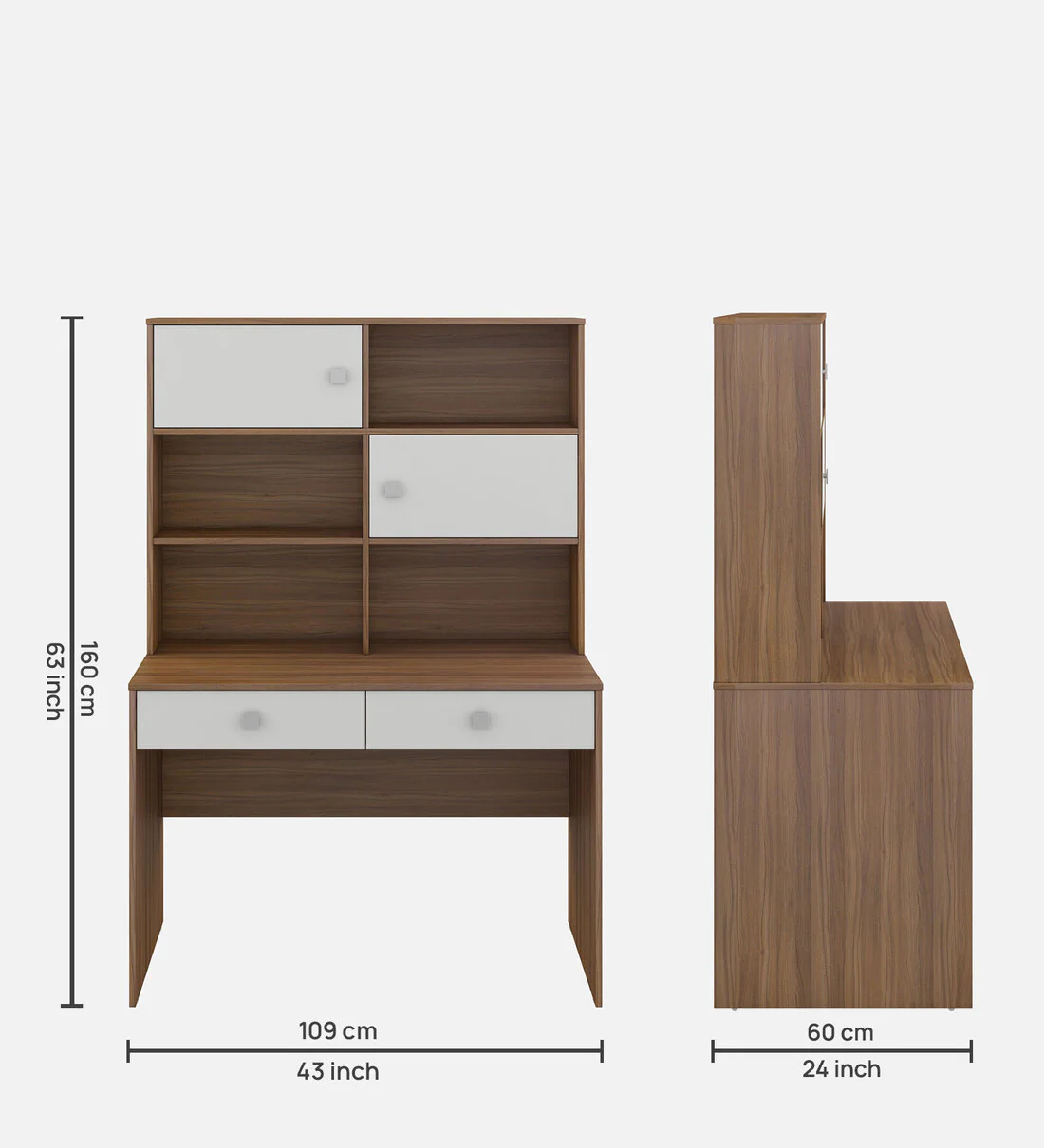 Albert Handmade Scholar Study Office Computer Table Desk for Adults Kids Students (Exotic Teak And Frosty White Finish ) - Image 5