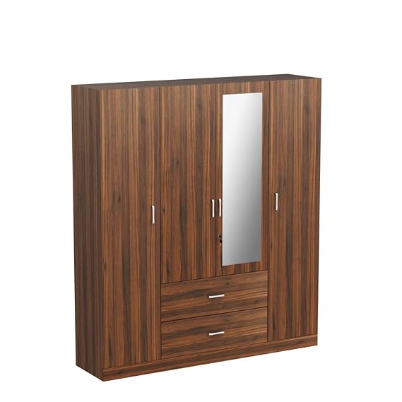 4 Door With Drawer Wardrobe Mirror And Hanging Space - Image 4