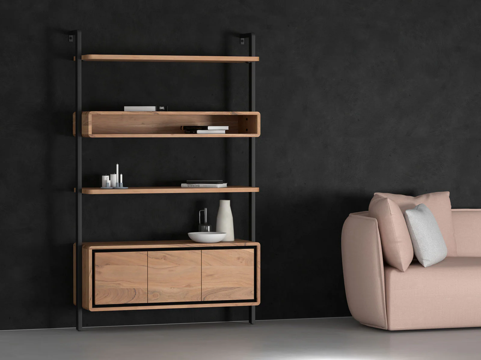 Spacious Handmade Carbon Steel Wood Bookshelf & Racks for or Home & Office Storage with 3 Doors - Image 2