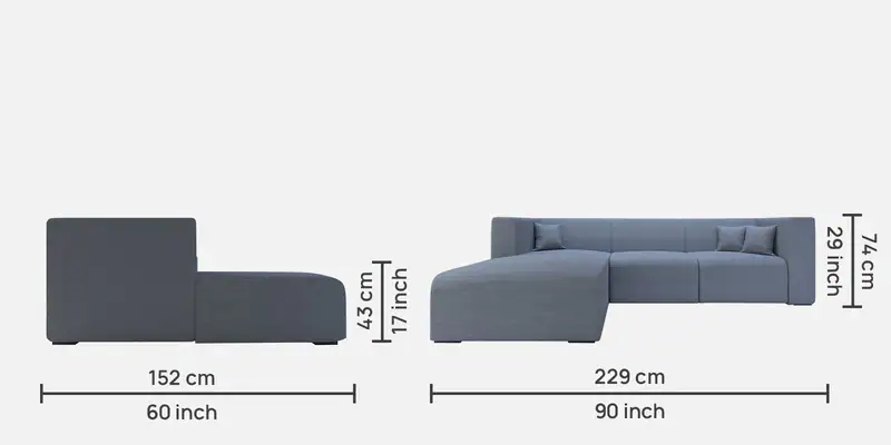 Bristol RHS Handmade Teak Wood 5 Seater Sectional Sofa Set ( Blue ) - Image 4