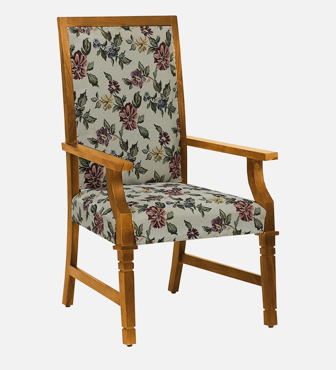 Brotton Rustic Handmade Solid Teak Wood Armrest Chair for Living Room (Teak Finish) - Image 4