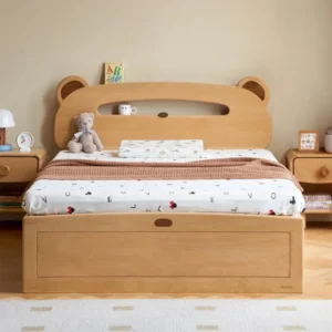 Mickey Plush Look Teak Wood with Storage Kids Bed for Girls and Boys