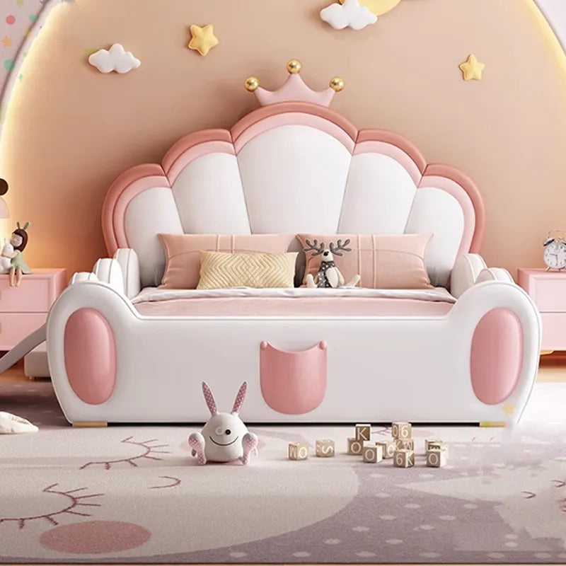Fairy Princess Teak Wood Kids Bed for Girls and Boys Plush Look