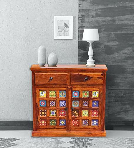Natural Art & Crafts Crockery Unit Cabinet (Tile Two Doors)
