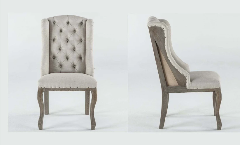 Enna Handmade Button Tufted Teak Wood Dining Chair Modern Design, Perfect for Dining Room or Kitchen - Image 3