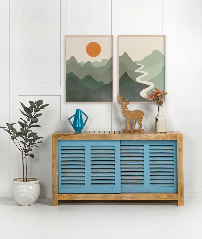 Anagi Handmade Teak Wood Shoe Rack Cabinet with 2 Doors Stylish Storage Solution for Home Entryway