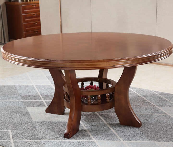 8 Seat Rotating Round Top Dining Table And Chairs Walnut Finish - Image 4
