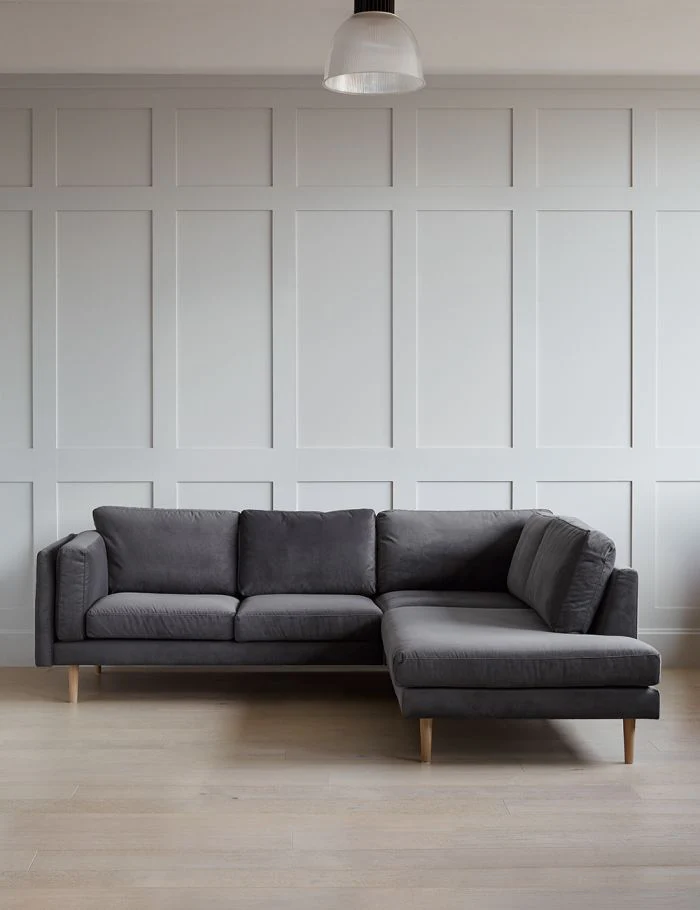 Aria LHF Handmade Teak Wood 4 Seater Sectional Sofa Set ( Grey ) - Image 2