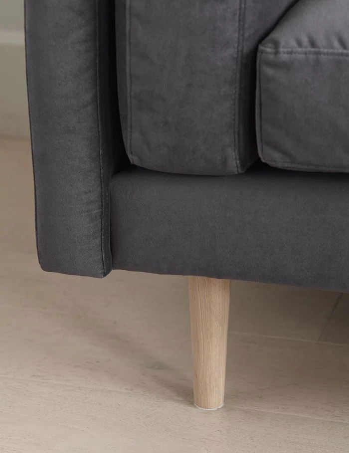 Aria LHF Handmade Teak Wood 4 Seater Sectional Sofa Set ( Grey ) - Image 3